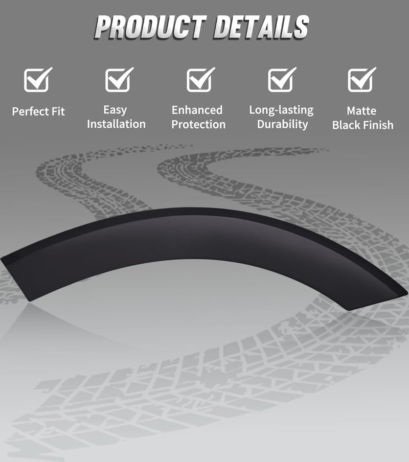 YUWUTF Front Right Door Fender Flare Molding Trim Wheel Arch Molding Compatible with 2015-2023 Ford Transit 150 250 350 350HD Rear Part - Image 2